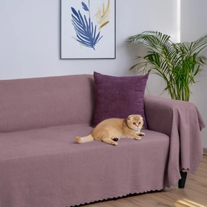 Latuda Home Mikrofiber Şönil Fitilli Minimalist Koltuk Örtüsü -175 x 300  cm  Large, Çift Taraflı, Kaymaz, Terletmez Rose