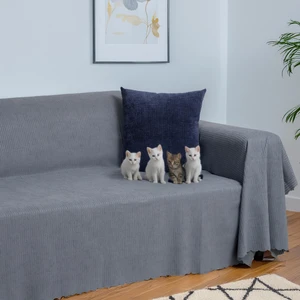 Latuda Home Mikrofiber Şönil Fitilli Minimalist Koltuk Örtüsü -175 x 300  cm  Large, Çift Taraflı, Kaymaz, Terletmez Gri