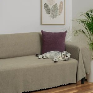 Latuda Home Mikrofiber Şönil Fitilli Minimalist Koltuk Örtüsü -175 x 300  cm  Large, Çift Taraflı, Kaymaz, Terletmez Kapuçino