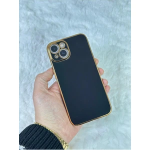 EMZ Aksesuar Gold Kenarlı Silikon iPhone 14 Pro Max Kılıf