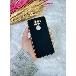 EMZ Aksesuar Gold Kenarlı Silikon Redmi Note 9 Kılıf