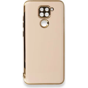 EMZ Aksesuar Gold Kenarlı Silikon Redmi Note 9 Kılıf