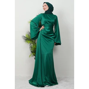 Giza Store Yasemin Saten Abiye Koyu Yeşil