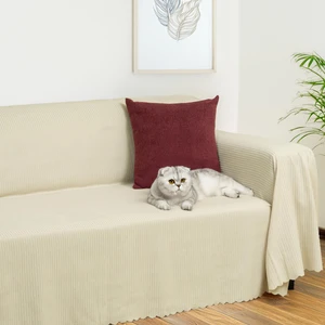 Latuda Home Mikrofiber Şönil Fitilli Minimalist Koltuk Örtüsü -175 x 350  cm   x large, Çift Taraflı, Kaymaz, Terletmez Krem