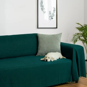 Latuda Home Mikrofiber Şönil Fitilli Minimalist Koltuk Örtüsü -175 x 350  cm   x large, Çift Taraflı, Kaymaz, Terletmez Zümrüt