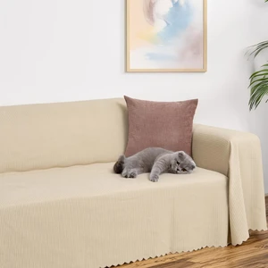 Latuda Home Mikrofiber Şönil Fitilli Minimalist Koltuk Örtüsü -175 x 350  cm   x large, Çift Taraflı, Kaymaz, Terletmez Bej