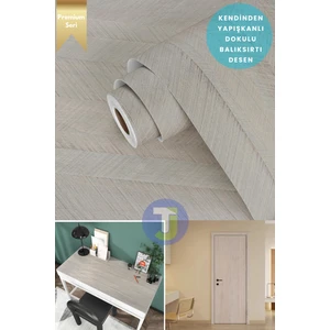 Kendinden Yapışkanlı Dokulu Balıksırtı Desen Premium Mutfak Duvar Dolap Kaplama 60 cm  x 100 cm