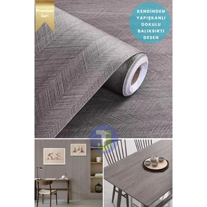 Kendinden Yapışkanlı Dokulu Balıksırtı Desen Premium Mutfak Duvar Dolap Kaplama 60 cm  x 100 cm