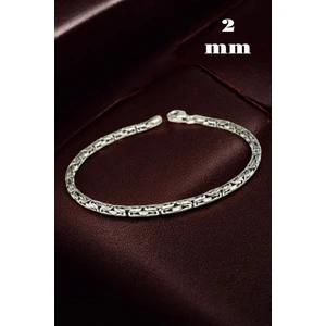Moda Gümüş 925 Ayar Gümüş Yuvarlak Kral Erkek Bileklik 2 mm
