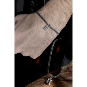 Moda Gümüş 925 Ayar Gümüş 2.5 mm Ezme Model Harfli Bileklik