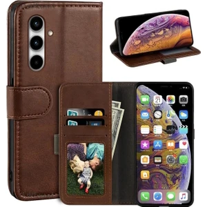 M.TK Moveteck Samsung Galaxy S25 Plus Kılıf 360 Tam Kaplar Deri Dokulu Kapaklı Cüzdan Standlı Kartvizitli Kopçalı Kapak Kartlıklı
