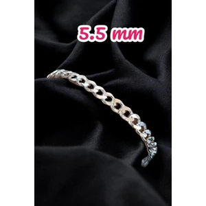 Moda Gümüş 925 Ayar Gümüş 5.5 mm Gurmet Modeli Erkek Gümüş Bileklik