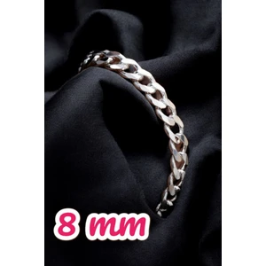 Moda Gümüş 925 Ayar Gümüş 8 mm Gurmet Modeli Erkek Gümüş Bileklik