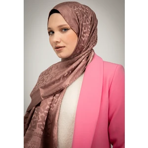 Kamer Scarf Parlak Jakar Şal Geometrik Desen Vizon Rengi