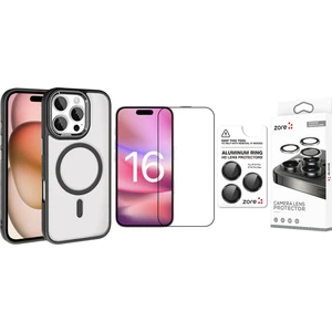 iPhone 16 Pro Max Kılıf Wireless Şarj Özellikli Zore Krom Magsafe Silikon Kapak + Safir Kamera Lens + Ekran Koruyucu