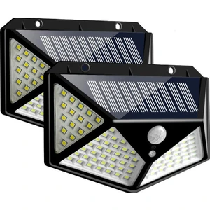 Fırsat 7 4'lü Paket 100 LED Güneş Enerjili Hareket Sensörlü 4 Taraflı Aplik Bahçe Bahçe Aydınlatma Lambası