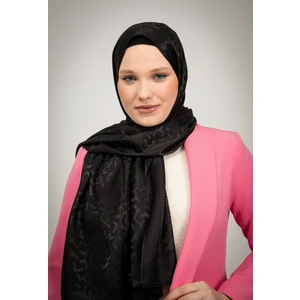 Kamer Scarf Parlak Jakar Şal Geometrik Desen Siyah Renk
