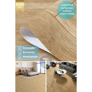 Kendinden Yapışkanlı Dokulu Parke Desen Premium Zemin Mutfak Duvar Dolapkaplama 60 cm  x 300 cm