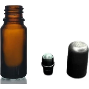 Zylan Ambalaj 10  ml Kahverengi Cam Şişe Roll-On Şişe, 12 Adet, Bilye Başlıklı Şişe