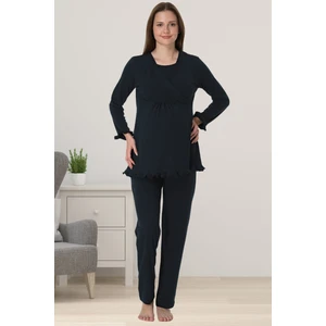 Lacivert Hamile Lohusa Pijama Takımı
