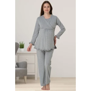 Gri Hamile Lohusa Pijama Takımı
