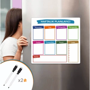 Haftalık Planlayıcı, Planlayıcı Buzdolabı Magneti, Yazı Tahtası, 2 Kalemli Mıknatıslı Magnet, Buzdolabı Yazı Tahtası, Haftalık Menü Planlayıcı Magnet, 7 Günlük Yemek Planlayıcı Magnet, 32X34CM