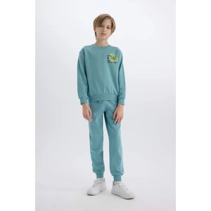 Erkek Çocuk 2'li Takım Baskılı Sweatshirt Beli Paçası Lastikli Eşofman Altı D5223A8NS
