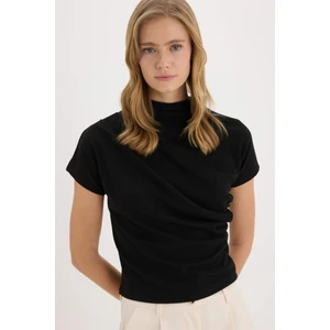Slim Fit Dar Kesim Bisiklet Yaka Ribana Kısa Kollu Tişört E5905AX25SP