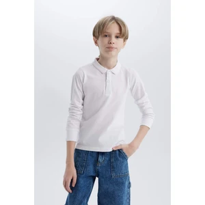 Erkek Çocuk Polo Yaka Pike Basic Düz Uzun Kollu Tişört L0288A625SP