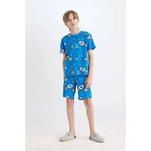 Erkek Çocuk Pijama Takımı Desenli Kısa Kollu Üst Şort D8782A8NS