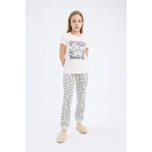 Kız Çocuk Garfield Pijama Takımı Kısa Kollu Üst Beli Lastikli Uzun Alt E2223A825SM
