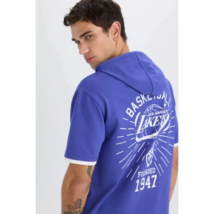 DeFactoFit NBA Los Angeles Lakers Oversize Geniş Kalıp Kapüşonlu Sırt Baskılı Kısa Kollu Tişört B3895AX25SP