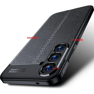 Samsung Galaxy S24 Fe Uyumlu Kılıf Deri Görünümlü Kamera Korumalı Karbon Leke Tutmaz Darbe Emici Kapak