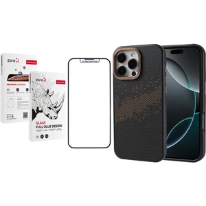 iPhone 16 Pro Max Kılıf Magsafe Şarj Özellikli Karbon Fiber Tasarımlı Zore Vave Kapak + Rika Premium Temperli Cam Ekran Koruyucu
