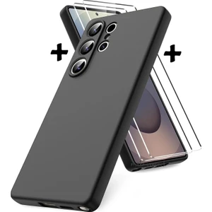 M.TK Moveteck Samsung Galaxy S25 Ultra Kılıf Kamera Korumalı Yumuşak Renkli Silikon + Ekran Koruyucu Nano Cam 2in1 Set