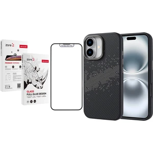 iPhone 16 Kılıf Magsafe Şarj Özellikli Karbon Fiber Tasarımlı Zore Vave Kapak + Rika Premium Temperli Cam Ekran Koruyucu
