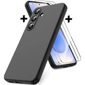 M.TK Moveteck Samsung Galaxy S25 Plus Kılıf Kamera Korumalı Yumuşak Renkli Silikon + 9h Ekran Koruyucu Cam 2in1 Set