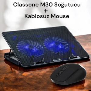 M30 Mavi LED 15.6' Oyuncu Notebook Soğutucu + Kablosuz Mouse
