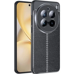Vivo X200 Pro Uyumlu Silikon Kılıf Deri Desenli Kamera Korumalı Darbe Emici Autofocus Kapak