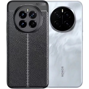 Honor Magic 7 Pro Uyumlu Silikon Kılıf Deri Desenli Kamera Korumalı Darbe Emici Autofocus Kapak