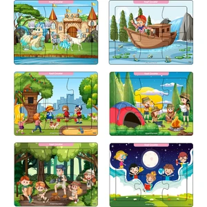 Çocuklar Için Eğitici ve Öğretici Ahşap 6 Parça 13X17 Renkli Puzzle 6'lı Set-5