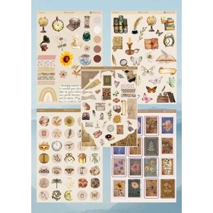 Miray Craft 5'Lİ VİNTAGE TEMALI 12*17 CM STİCKER SETİ/BULLET JOURNAL, SCRAPBOOK, AJANDA, PLANLAYICI İÇİN