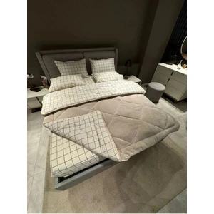 Çift Kişilik Krem Kare Welsoft Uyku Seti Çift Taraflı 195 x 215