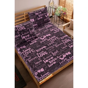Love Desenli Çift Kişilik Lastikli Çarşaf Seti Battal Boy 180 x 200