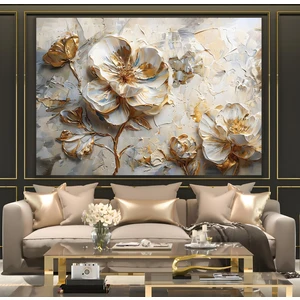 Emya Home 3D Çiçekler Kanvas Tablo