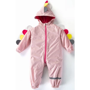 Sevimli Dinazor Kulaklı Figürlü Kapşonlu Pamuk Astarlı Erkek Kız Bebek Yağmurluk Mont Tulum Çocuk