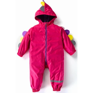 Sevimli Dinazor Kulaklı Figürlü Kapşonlu Pamuk Astarlı Erkek Kız Bebek Yağmurluk Mont Tulum Çocuk