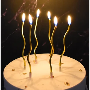 Kıvrımlı Spiral Gold Pasta Mumu