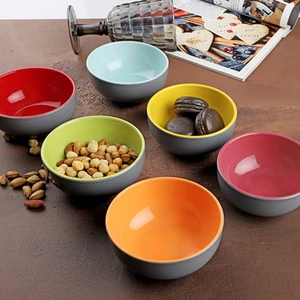 6 Adet 12CM Çift Renkli Seramik Çerezlik Çorba Çok Amaçlı Kase