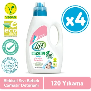 Life by Fakir Bitkisel Bazlı Vegan Sıvı Bebek Çamaşır Deterjanı 1500 ml x 4 Adet